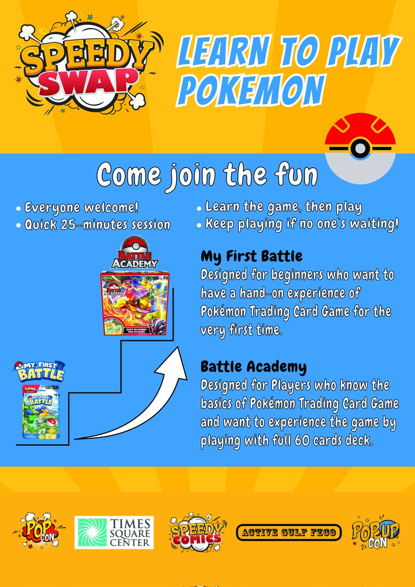 Learn to Play Pokemon TCG session @ Speedy Swap & Pop-up Con Event  organized by Speedy Comics at Times Square Center. #ActiveGulf #GCC #UAE  #Dubai #SwapMeet #Popupcon #SpeedyComics #PopCon #TimesSquareCenter #Pokemon  #TCG #