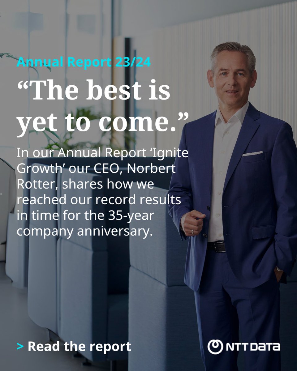 Did you know that our company has grown every year since 2017? – Discover our latest key figures and get access to our recently released Annual Report 23/24 👉 nttd.link/RurXI Foto: Constantin Ranke
#oneNTTDATA
