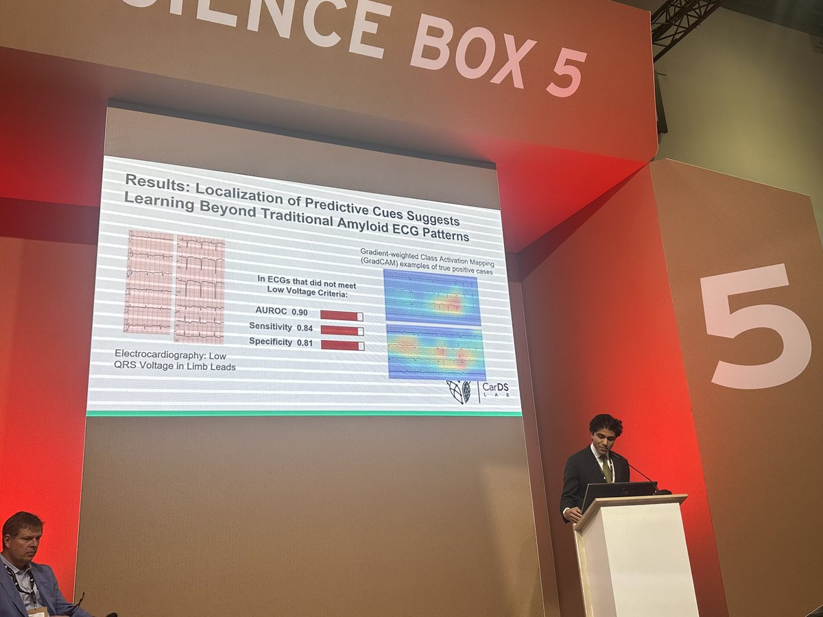 Rohan Khera (@rohan_khera) on Twitter photo Kicking off <a href="/cards_lab/">CarDS Lab</a> presentations at <a href="/escardio/">European Society of Cardiology</a> #esc2024 in style.
<a href="/Veer_Sangha_/">Veer Sangha</a> presents our work on using just images of ECGs for scalable detection of Amyloid Cardiomyopathy using deep learning
Going beyond finding “low voltage” patterns using AI-ECG Kicking off <a href="/cards_lab/">CarDS Lab</a> presentations at <a href="/escardio/">European Society of Cardiology</a> #esc2024 in style.
<a href="/Veer_Sangha_/">Veer Sangha</a> presents our work on using just images of ECGs for scalable detection of Amyloid Cardiomyopathy using deep learning
Going beyond finding “low voltage” patterns using AI-ECG