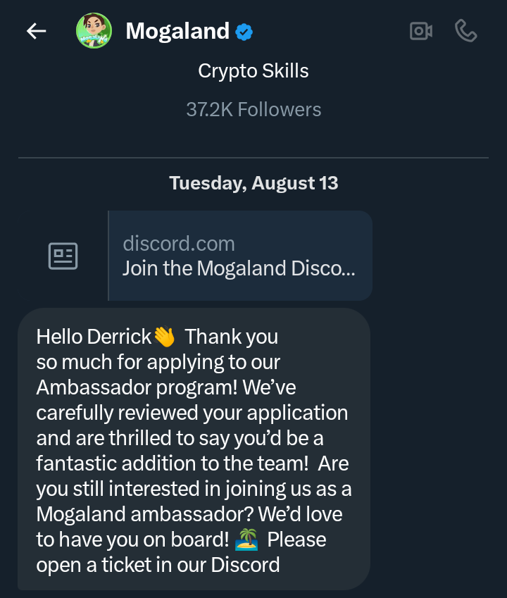 Derrickwritess's tweet image. A month+ ago I applied for Mogaland Ambassadorial partnership

I was just about 100 Followers then, My Impression has never passed 40 😂.

Actually most of my scaled up group mates got onboarded asap 

I wasn't really that happy 🌚, But I didn't know I was doing something wrong,