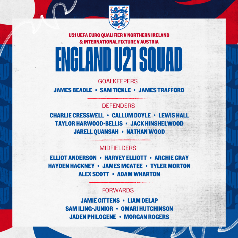 England's tweet photo. Two games coming up for Ben Futcher's U21 #YoungLions 👊