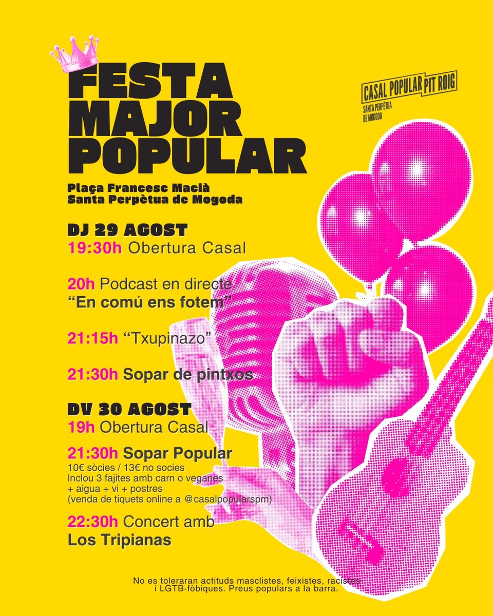 Avui sopar i  concert a la Plaça Francesc Macià! Us hi esperem!