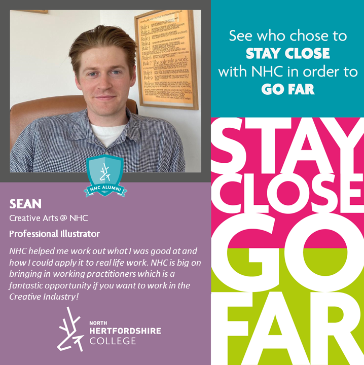 Sean completed a Creative Arts course at North Hertfordshire College - now, he's a professional illustrator, working with clients like The Guardian 🎨

Could you follow in Sean's footsteps? 🚀

Stay Close, Go Far - explore Creative Industries at NHC 👇

ow.ly/P6G450T9V3a