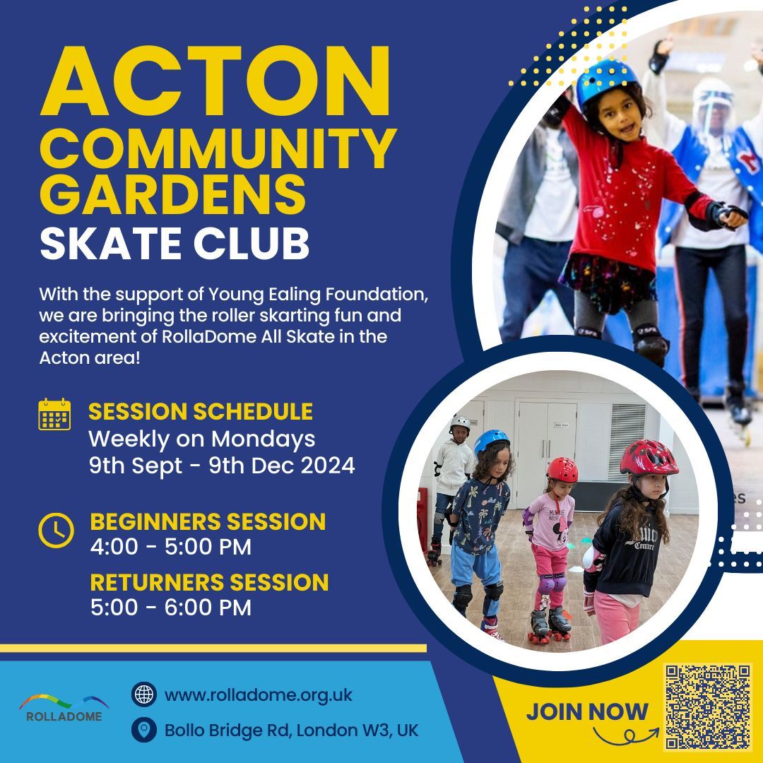 Our Acton skate sessions are starting back up for the new term in September!

Don’t miss out! Book your skate session today -  buff.ly/3PQQKgt 

#rollerskating #rollerskates #rollerskate #rollerskatedaily #skates #RollaDome