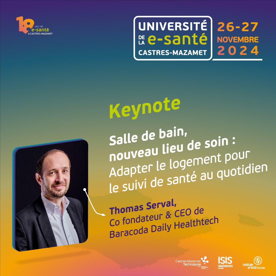 UnivEsante's tweet image. #Keynote #univEsante
🔎"Salle de bain, nouveau lieu de #soin : Adapter le logement pour le suivi de #santé au quotidien"
🎤Thomas Serval @tserval - Co fondateur &amp;amp; CEO de @BaracodaGroup 
#esante #IOT #ehealth #hcsmeufr #silvereco #beauty 

universite-esante.com/session/keynot…