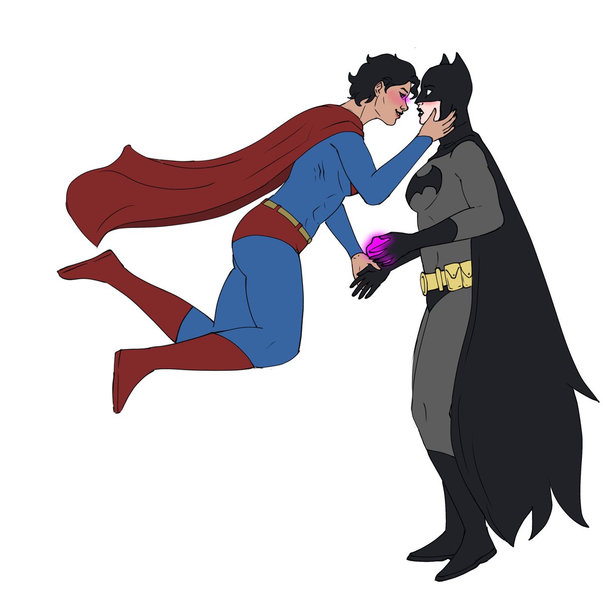 ladybatart's tweet photo. lol idk pink kryptonite 
.
#superbat #earth11 #brycewayne #superwoman #batwoman #batman #superman https://t.co/LCBsik8v8W