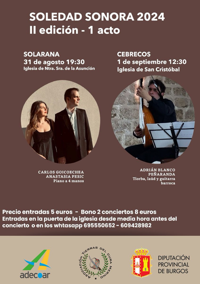 adecoar_arlanza's tweet photo. Este fin de semana vuelve ๐๐จ๐ฅ๐๐๐๐ ๐๐จ๐ง๐จ๐ซ๐ a #Solarana y #Cebrecos @DipBurgos @LermaTurismoCIT @RutaVinoArlanza #Arlanza #AsociaciรณnTierrasdelCuraMerino
Reserva tus entradas por ๐ฐ๐ก๐๐ฌ๐ญ๐๐ฉ๐ฉ:
๐ฒ 695 55 06 52 / 609 42 89 82 https://t.co/Y2T3LButyc https://t.co/FhkckbnqN3
