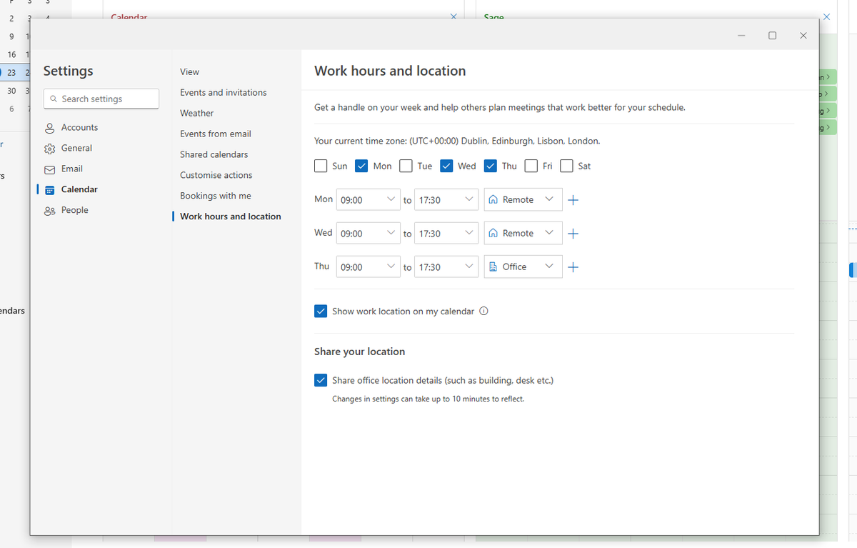 Select_Tech's tweet photo. Look out, it is an Outlook tip!

Set your working days and hours, and where you are working in Outlook. Allowing you to keep track when you are working, and helping your colleagues understand your work schedule 😀

#TipForTheDay #ITsupport #Outlook #SelectTechnology https://t.co/GciECnB2qg