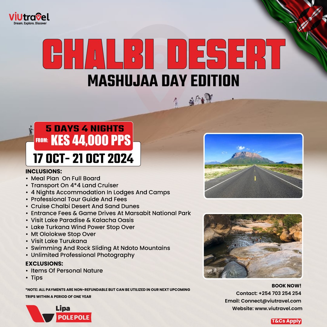 citizentvkenya's tweet photo. Explore the raw beauty of Chalbi Desert—where adventure meets the horizon. #viutravel #lipapolepole #travel #explore #discover #africa #kenya #magicalkenya #chalbidesert #adventure #turkana #lakeparadise #kalachaoasis #Mt.Ololokwe #marsabitNationalPark
https://t.co/eOn62tTnHs https://t.co/urqz8QOZ6d