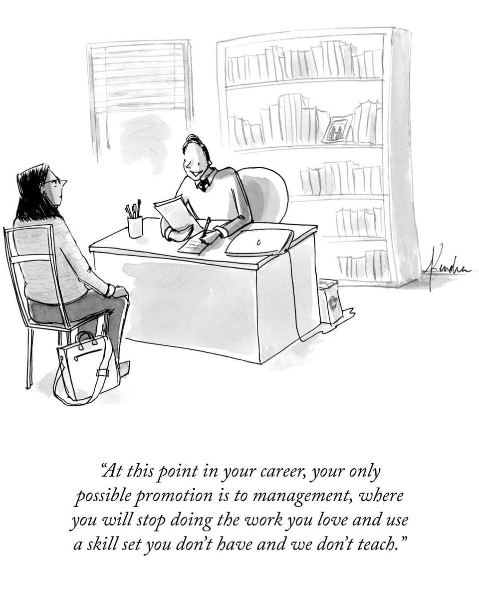 The #NHS irony that is well acknowledged and far from cracked and is likely the only thing that will help it survive.

Nurses and doctors never aspired to run hospitals, practices, services etc, nor enjoy it, but still positively recruit against those with the skills that can.