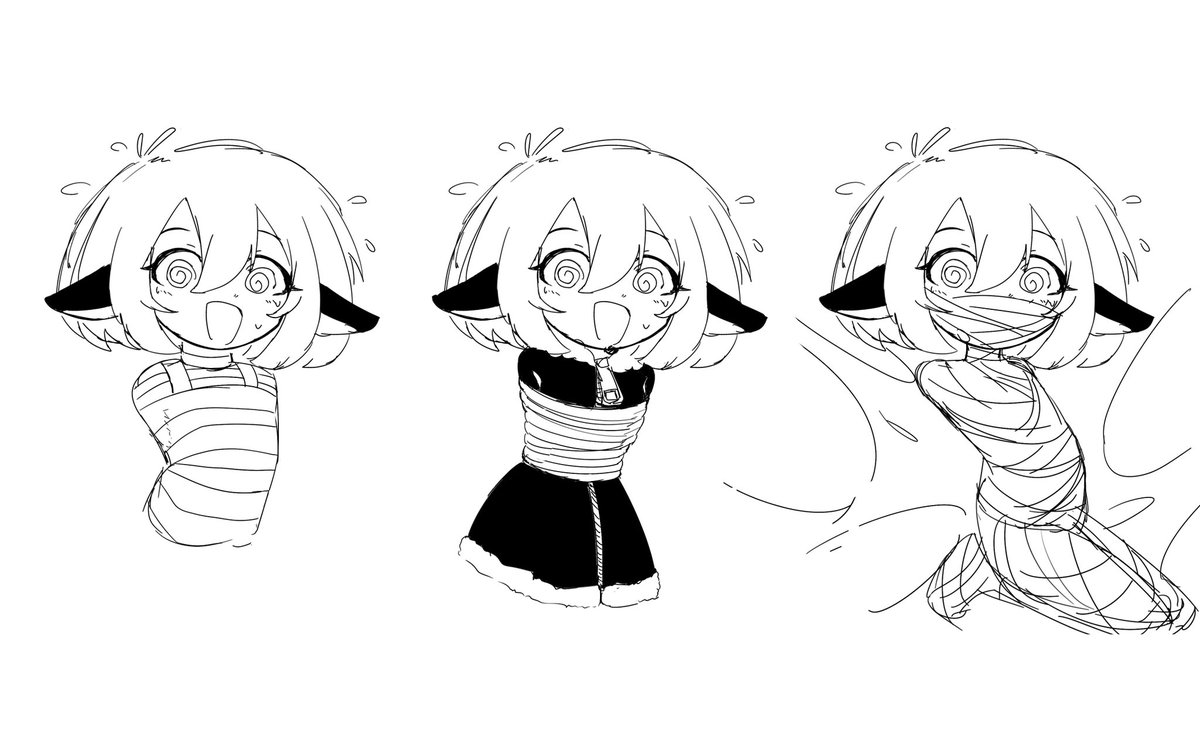 I couldnt decide how he’d be bind so I drew 3