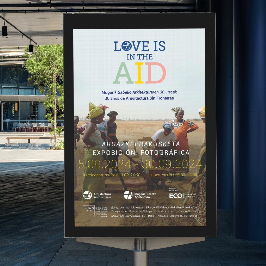 Exposición 💙💛🩷 "LOVE IS IN THE AID"
🗓 Del 5️⃣ al 3️⃣0️⃣ Septiembre aquí en #COAVNBizkaia
✨ Inauguración y presentación de la mano de Garazi Robredo✨ de <a href="/ASF_ONG/">Arquitectura Sin Fronteras</a> Euskadi , el 5️⃣ de septiembre a las 19:00h (Alameda Mazarredo, 71 – Bilbao). ¡TE ESPERAMOS!

ww2.coavn.org/es/bizkaia/age…
