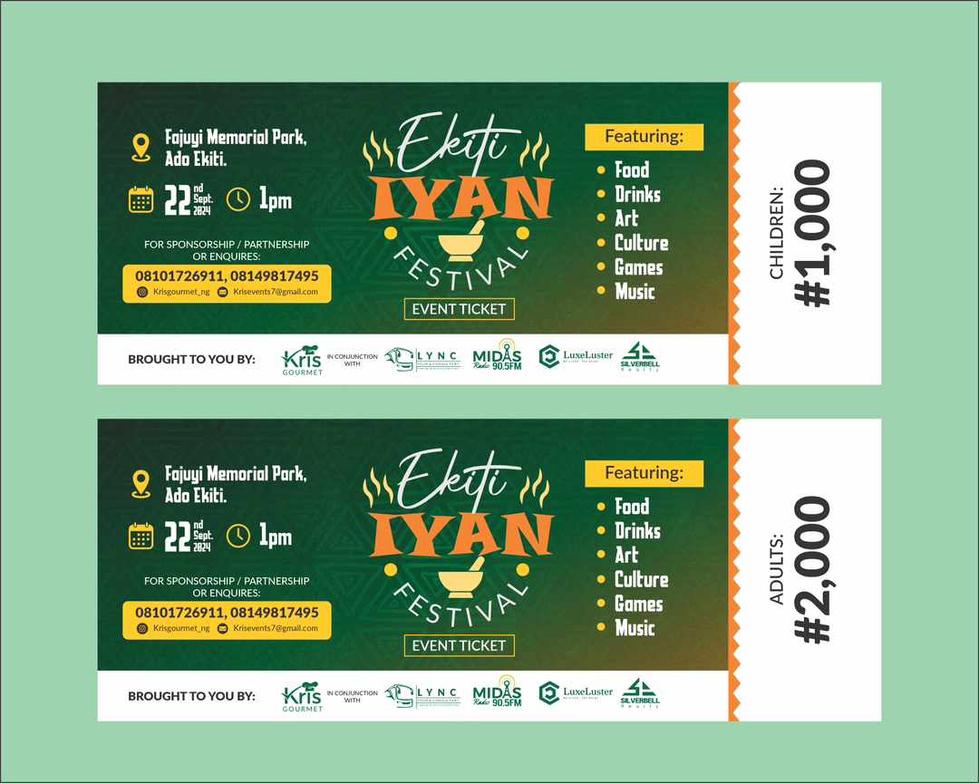 <a href="/ekititrends/">Ekiti trends</a> Time is ticking for the big event in the City of Ekiti the Ekiti Iyan Festival. Be part of the first 100 people to get your ticket at 50% discount price 

#Ekitiiyanfestival #NSPPD #vado #Raji #saudi #ckay