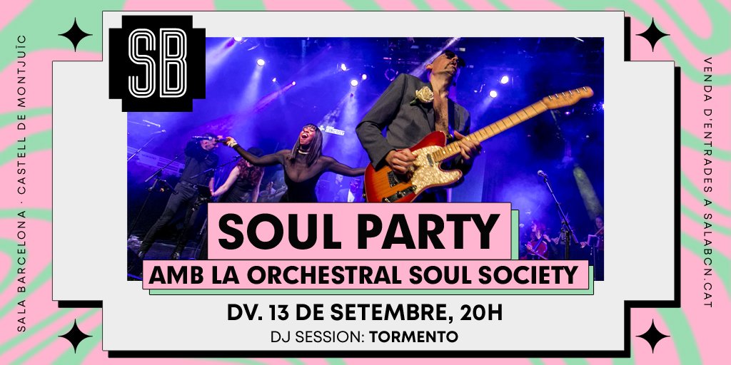 La #OrchestralSoulSociety és un projecte INÈDIT i ÚNIC a l'estat: una banda de 17 peces amb secció de cordes interpretant, tal i com la vam concebre els seus creadors, el millor soul, funk i disco orquestral. 13 de set. Entrades a #SalaBcn  entradas.codetickets.com/entradas/soul-…
<a href="/AsaccConcerts/">ASACC</a>