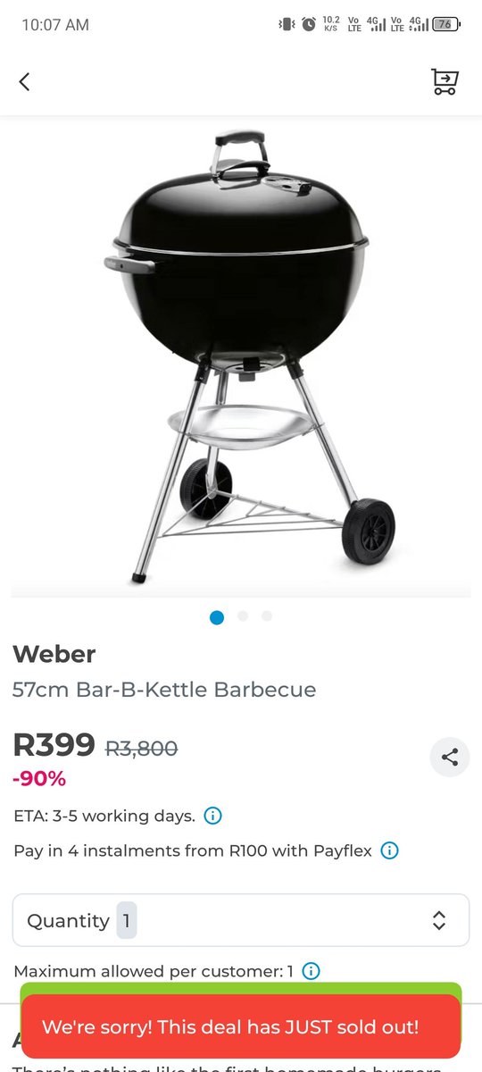 Dodz_786's tweet photo. @OneDayOnlycoza Beginning to think it's a scam. Even yesterday with the steam mop. I was in when the deal came. Clicked immediately and it says sold out. https://t.co/AbTgdB6S6f