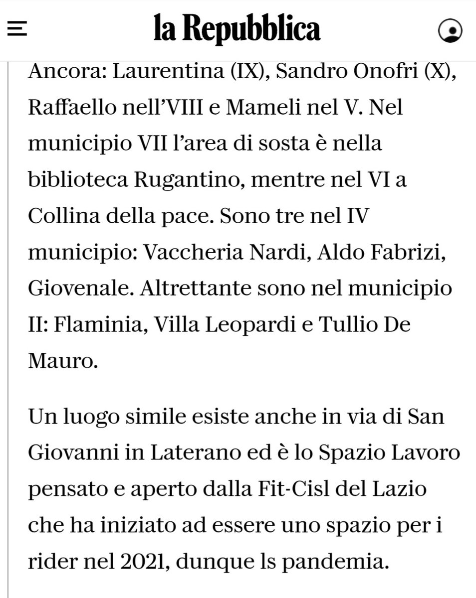FITCISLLAZIO's tweet photo. Sos #rider: la rete di "rifugi urbani" di Roma, dedicati ai rider, si amplia, sulla falsariga della nostra #StazioneLavoro, lo spazio che abbiamo aperto nel 2021 per le pause e l'aggregazione dei ciclofattorini! Su @Corriere e @Repubblica https://t.co/ZpzLOEaBzr