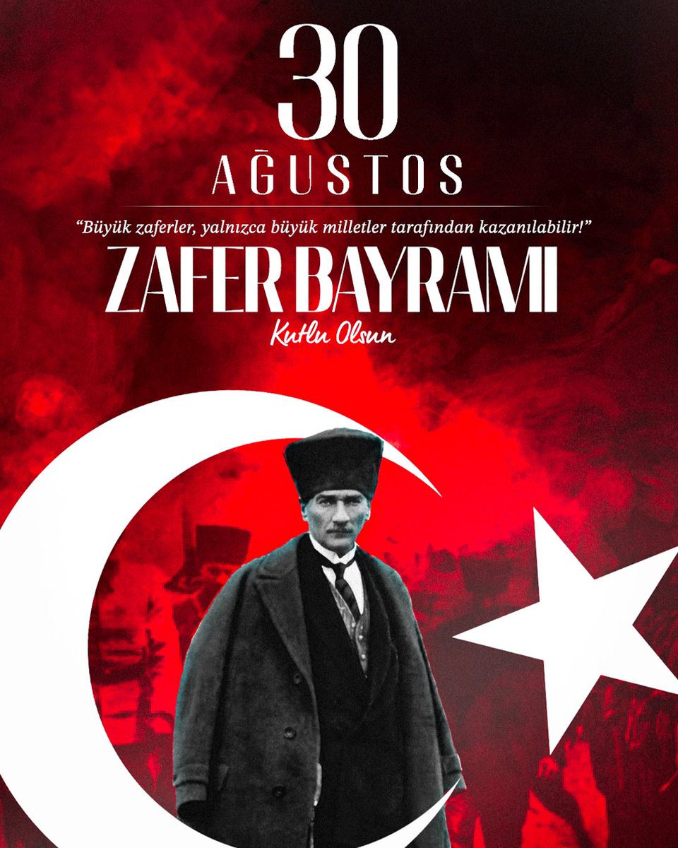 Büyük zaferimizin 102. yıl dönümünde Mustafa Kemal Atatürk ve tüm silah arkadaşlarına minnet ve saygıyla. 

30 Ağustos Zafer Bayramımız Kutlu Olsun!