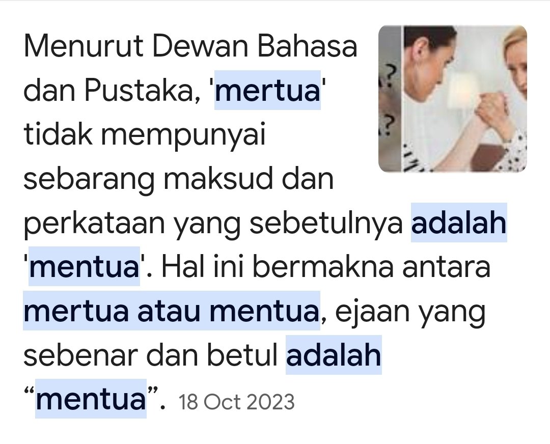 Kadang2 kita belajar daripada tv, #mentua bukan mertua.

Selama ni kita cakap mertua.