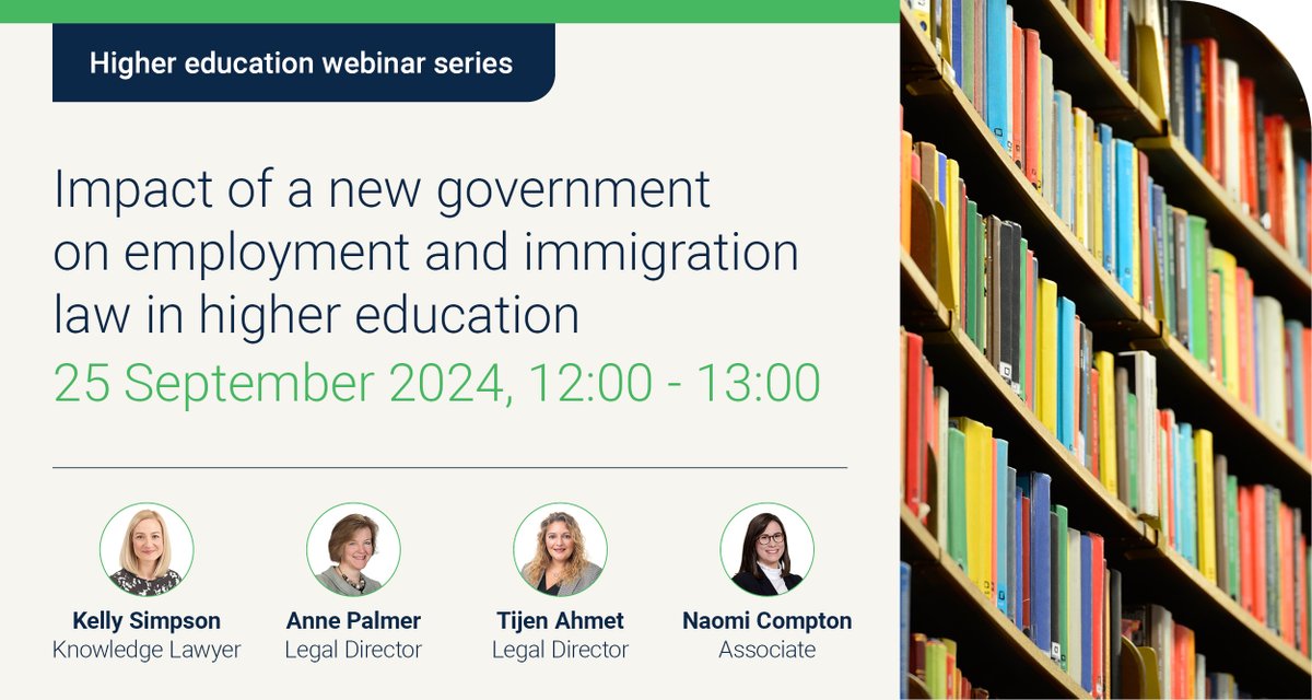#HigherEducation Webinar: Impact of a new government on employment law in higher education

Join us for the first in our autumn 2024 higher education #WednesdayWebinar series. 

Find out more and register here: bit.ly/3WXrcBU

#employmentlaw #immigration