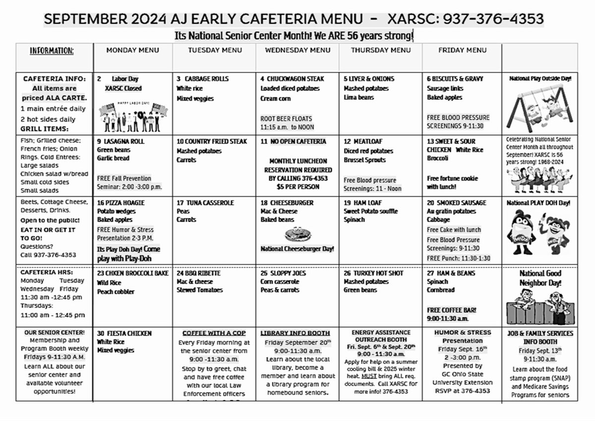 CAFETERIA MENU