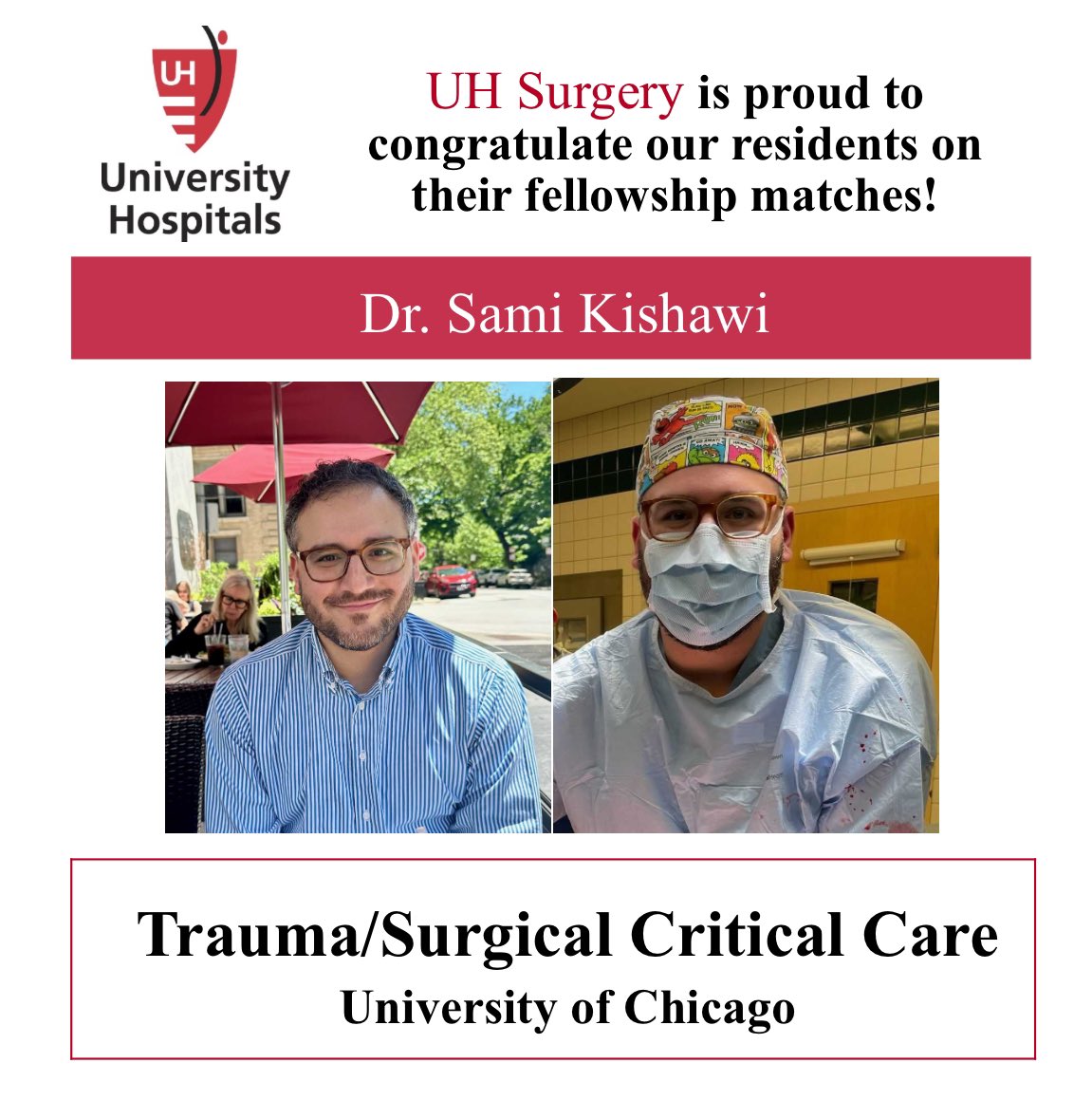 UH Surgery Residents (@uhsurgeryres) on Twitter photo Congratulations to chief resident <a href="/skkishawi/">Sami Kishawi 🇵🇸</a> on his fellowship match! We are so proud of you and have no doubt of the impact you will make! Congratulations to chief resident <a href="/skkishawi/">Sami Kishawi 🇵🇸</a> on his fellowship match! We are so proud of you and have no doubt of the impact you will make!
