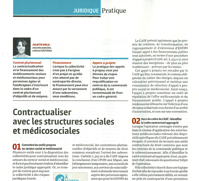 Dans <a href="/Lagazettefr/">La Gazette des communes</a> cette semaine : notre associée Juliette Vielh (GAA-Héka) décrypte comment les collectivités territoriales peuvent contractualiser avec les structures sociales et #médicosociales

Pour assurer les financements &amp; éviter les requalifications de contrats...

#social