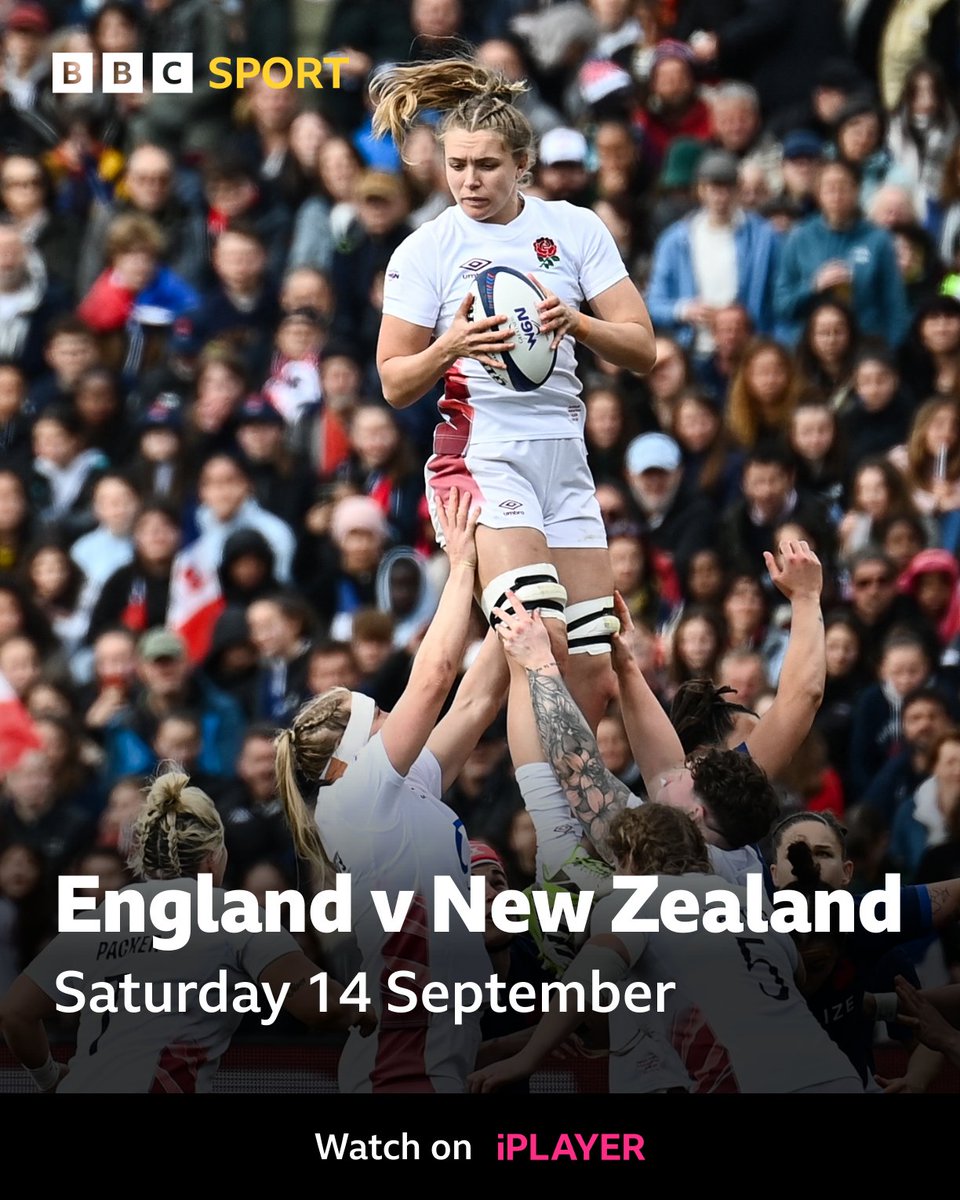 🏉 LIVE RUGBY ON THE BBC 🏉

England's games against France and New Zealand in September will be shown live on <a href="/BBCiPlayer/">BBC iPlayer</a> and <a href="/BBCOne/">BBC One</a>.

Bring it on!