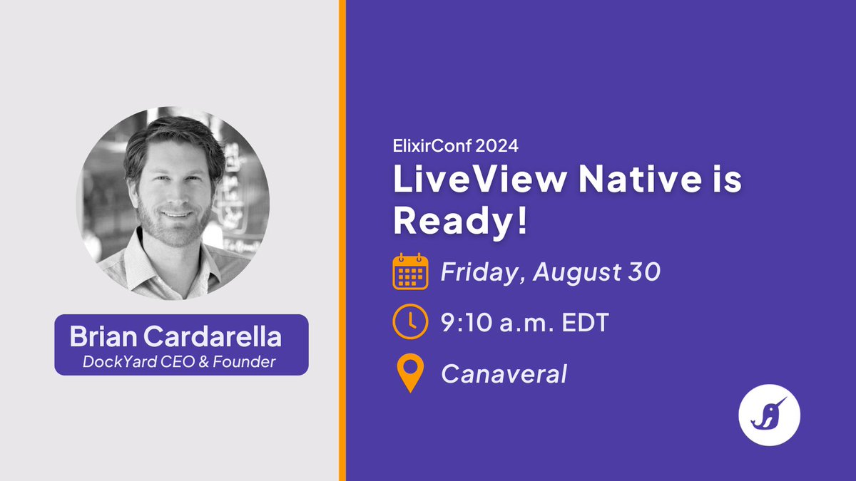 DockYard's tweet image. #ElixirConf2024 attendees, don&apos;t miss your chance to hear the latest on LiveView Native! Head over to the talk by @bcardarella in just a few minutes!

#MyElixirStatus #ElixirConf