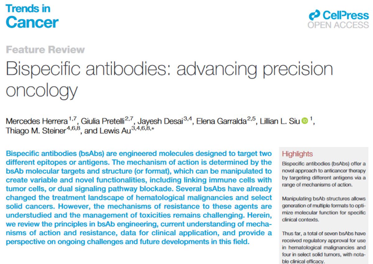 Thiago M Steiner (@maassthiago) on Twitter photo Discover the latest on bispecific antibodies in cancer <a href="/trendscancer/">Trends in Cancer</a>! 👉t.ly/L0BS0
Excited to see where the field will take us in the coming years! 🔬
A great team effort! <a href="/mer_herreraMD/">Mercedes Herrera</a> <a href="/GiuliaPretelli/">Giulia Pretelli</a> <a href="/lewisjwau/">Lewis Au</a> <a href="/lillian_siu/">Lillian Siu</a> @ElenaGarralda Jayesh Desai Discover the latest on bispecific antibodies in cancer <a href="/trendscancer/">Trends in Cancer</a>! 👉t.ly/L0BS0
Excited to see where the field will take us in the coming years! 🔬
A great team effort! <a href="/mer_herreraMD/">Mercedes Herrera</a> <a href="/GiuliaPretelli/">Giulia Pretelli</a> <a href="/lewisjwau/">Lewis Au</a> <a href="/lillian_siu/">Lillian Siu</a> @ElenaGarralda Jayesh Desai