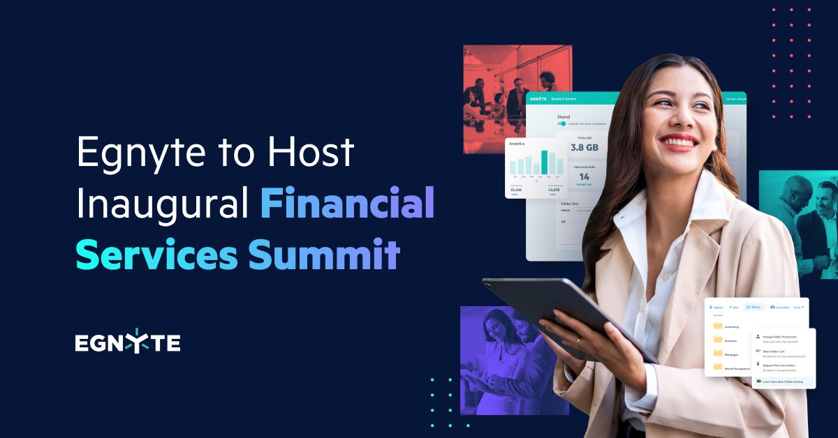 robman66's tweet photo. Egnyte is hosting its first-ever Financial Services Summit on September 12th. Get ready for groundbreaking insights on how practical AI is revolutionizing workflows, collaboration, and security in finance. Register now.  https://t.co/lPV4axUYpN https://t.co/6aTVRZud3D