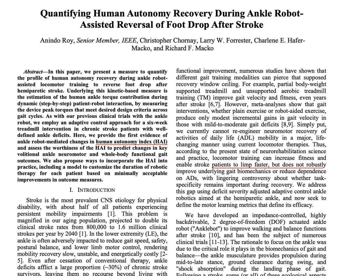 NextStepRobo's tweet photo. Following the promising results from a 2016 study, our founders begin to invent the AMBLE. In the meantime they participated in a study to show how much the patients were actually improving. Thus, they developed and validated the "Human Autonomy Index" in 2018! #Nextsteprobotics https://t.co/uBcxbelNRV