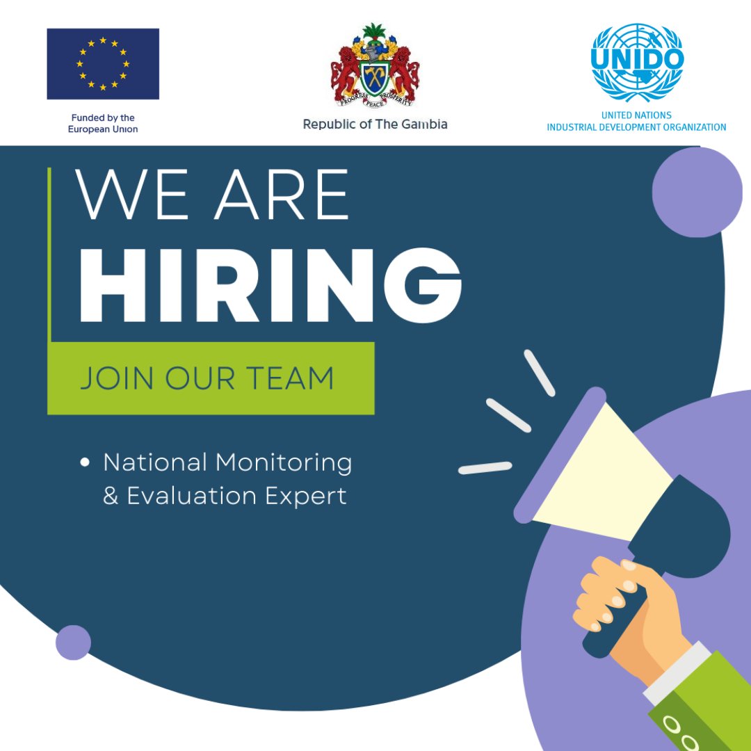 The <a href="/EUinTheGambia/">EU in The Gambia</a> -funded <a href="/UNIDO/">UNIDO</a> #WACOMP_GM🇬🇲 is hiring a National Monitoring &amp; Evaluation Expert. 

Join our amazing team &amp; support our drive to increasing  competitiveness  through enhanced quality &amp;  compliance along  the onion value  chain😊

Apply👉 rb.gy/buko2k