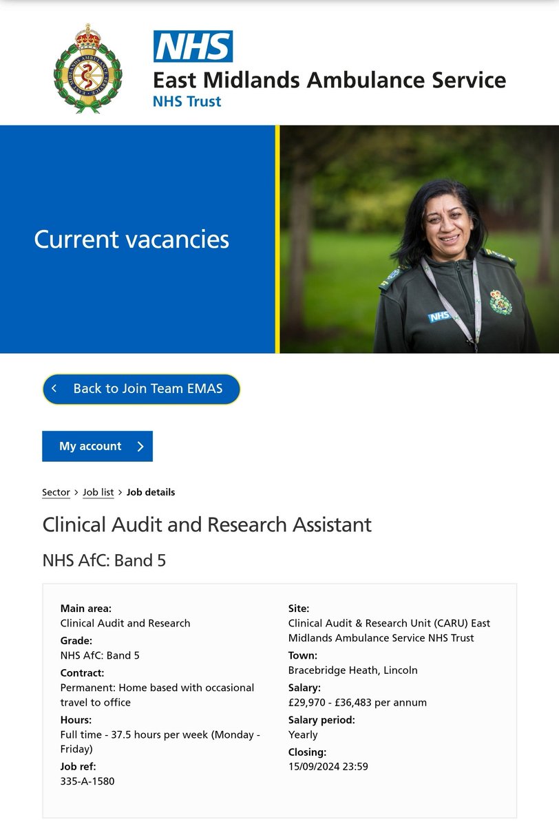 Clinical audit and research assistant vacancy at EMAS ⬇️