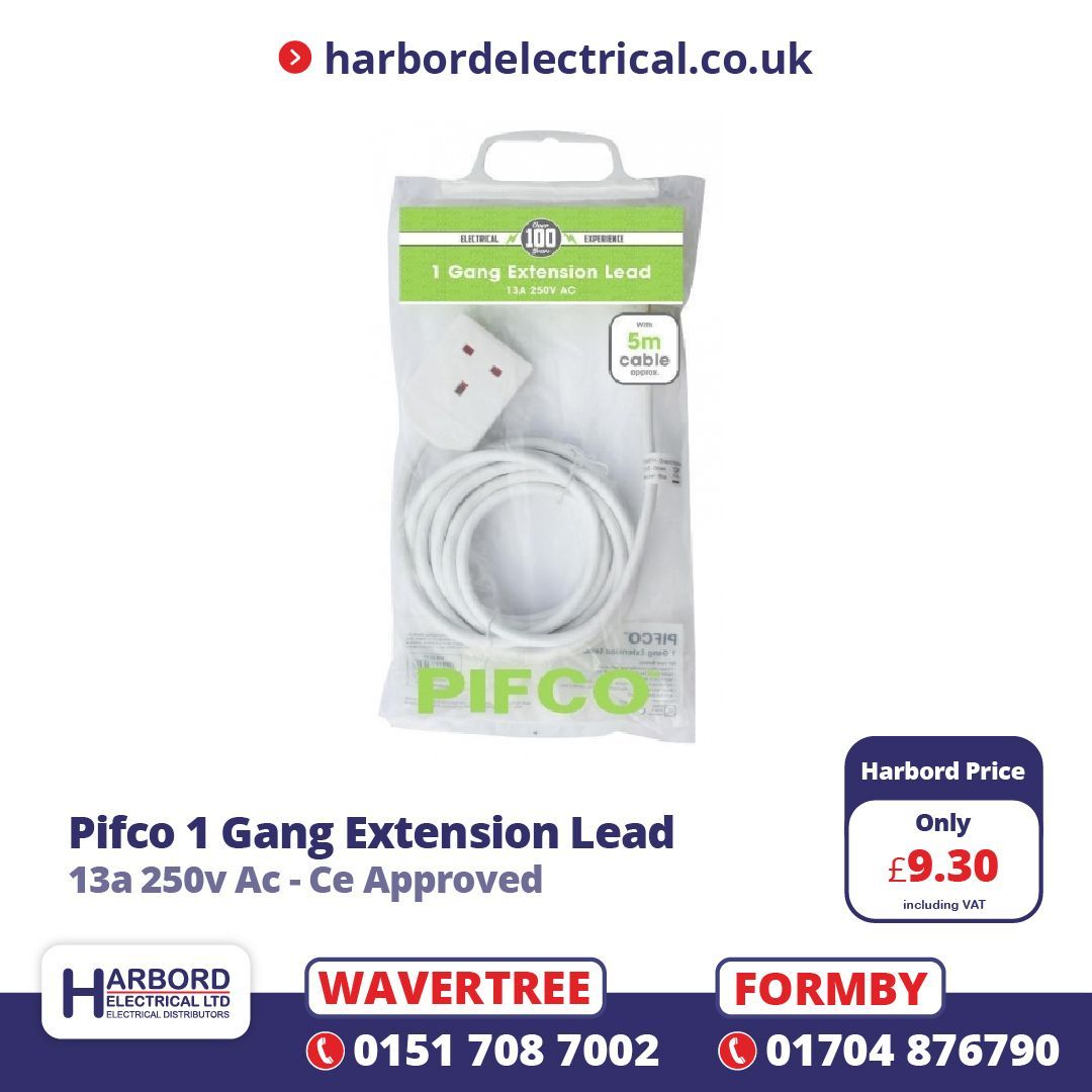 HarbordLtd's tweet image. 1 GANG 10M EXTENSION LEAD, PIFCO

13a 250v Ac
Comes With Approximately 10 Metres Of Cable
Plug Fitted
Colour: White

buff.ly/3yWoyo3

#Electrical #PowerExtension #CostEffective #TradePrices