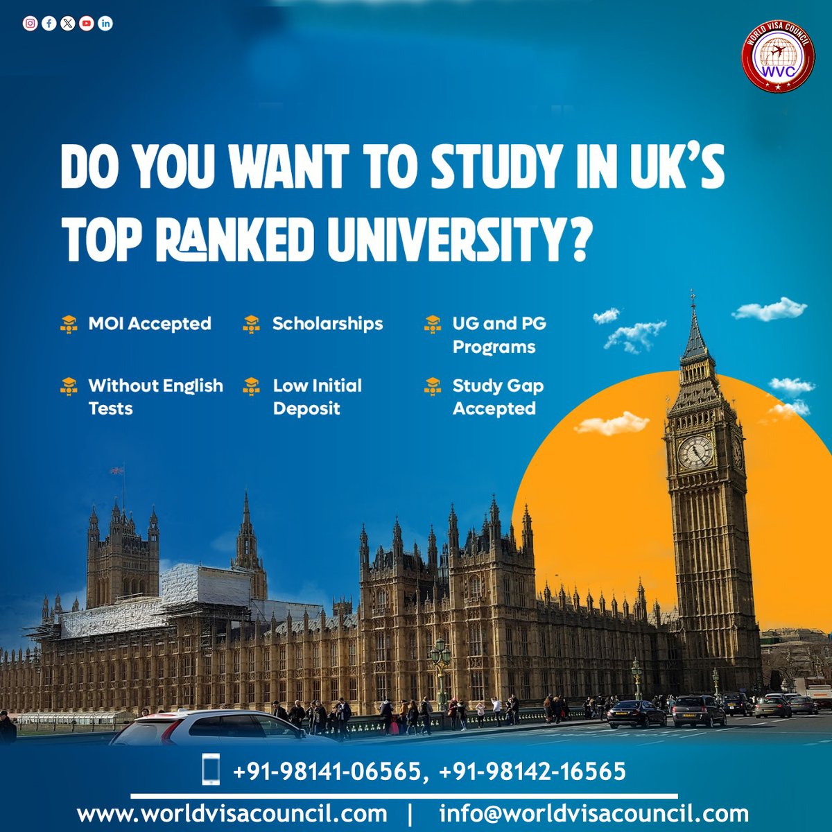 WORLDVISACOUNCL's tweet photo. WANT STUDY ABROAD ?

We provide you with the systematic plan for your  study &amp; immigration process.

Contact us at ! #worldvisacouncil

Call Us:  +91-9814106565, +91-9814216565

#supervisacanada #canadaimmigration #workvisa #workCanada #canadavisa  #consultants #worldvisacouncil https://t.co/1tcYb3ccL9