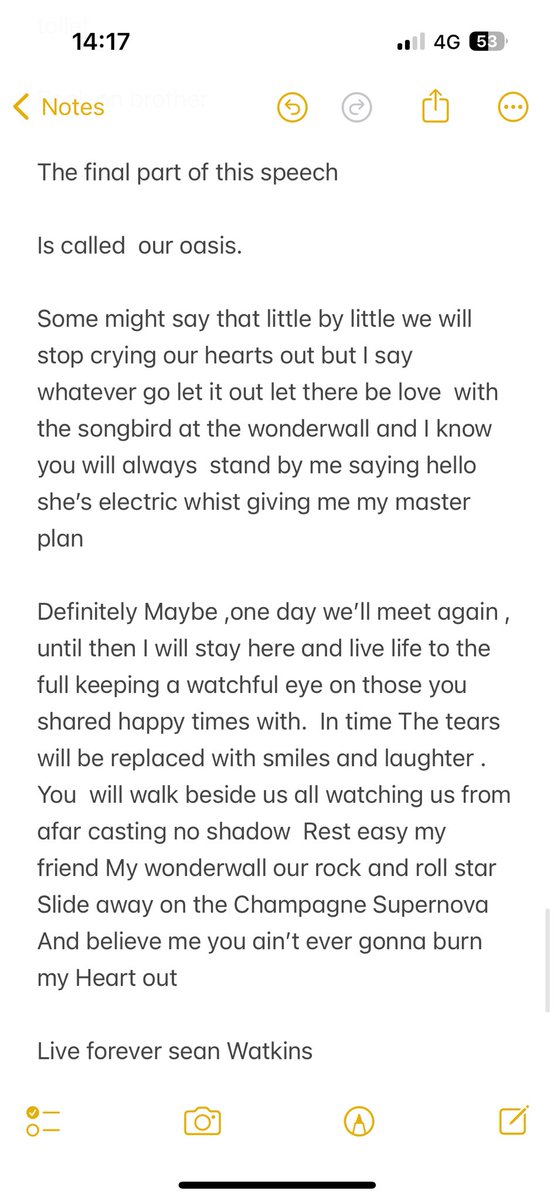 Mickyadams1987's tweet image. Didn’t get pre sale ballot but tomorrow we try again the below is a tribute to my friend who is no longer with us and the words I spoke at his funeral our dream was to see oasis  #RKID #oasis  #seanwatkins #bestfriend @liamgallagher @NoelGallagher  @OasisMania @oasis