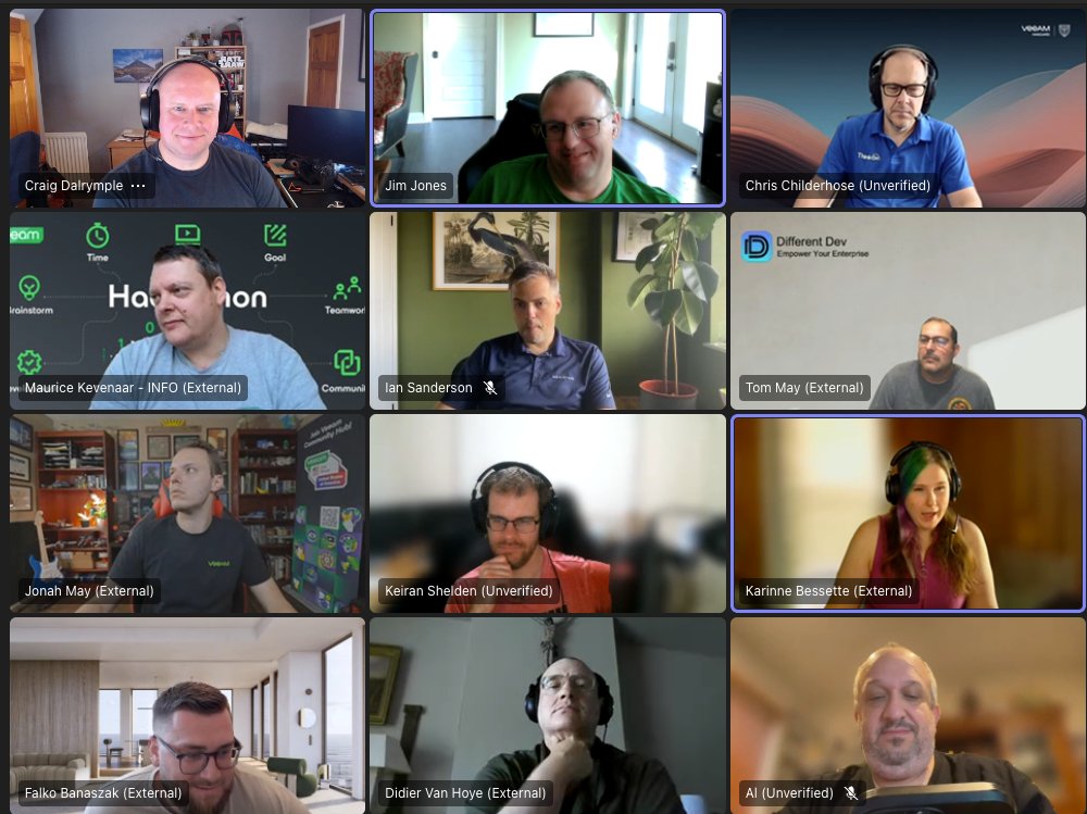 Craig Dalrymple (@cragdoo) on Twitter photo Weekly <a href="/VeeamVanguard/">VeeamVanguard</a> catchup. Topics: Veeam 12.2 release, Veeam swag and communities
<a href="/k00laidIT/">Jim Jones</a> <a href="/cchilderhose/">Chris Childerhose</a> <a href="/mkevenaar/">Maurice Kevenaar</a> <a href="/ian0x0r/">Ian Sanderson</a> <a href="/JonahMayRocks/">Jonah May</a> <a href="/Keiran_shelden/">Keiran Shelden</a> <a href="/RinBytes/">Karinne Bessette</a> <a href="/al_rasheed/">Al Rasheed</a> <a href="/WorkingHardInIT/">WorkingHardInIT</a> <a href="/mayhem_1978/">Tom May</a> <a href="/Falko_Banaszak/">Falko Banaszak</a>
#VeeamVanguard Weekly <a href="/VeeamVanguard/">VeeamVanguard</a> catchup. Topics: Veeam 12.2 release, Veeam swag and communities
<a href="/k00laidIT/">Jim Jones</a> <a href="/cchilderhose/">Chris Childerhose</a> <a href="/mkevenaar/">Maurice Kevenaar</a> <a href="/ian0x0r/">Ian Sanderson</a> <a href="/JonahMayRocks/">Jonah May</a> <a href="/Keiran_shelden/">Keiran Shelden</a> <a href="/RinBytes/">Karinne Bessette</a> <a href="/al_rasheed/">Al Rasheed</a> <a href="/WorkingHardInIT/">WorkingHardInIT</a> <a href="/mayhem_1978/">Tom May</a> <a href="/Falko_Banaszak/">Falko Banaszak</a>
#VeeamVanguard