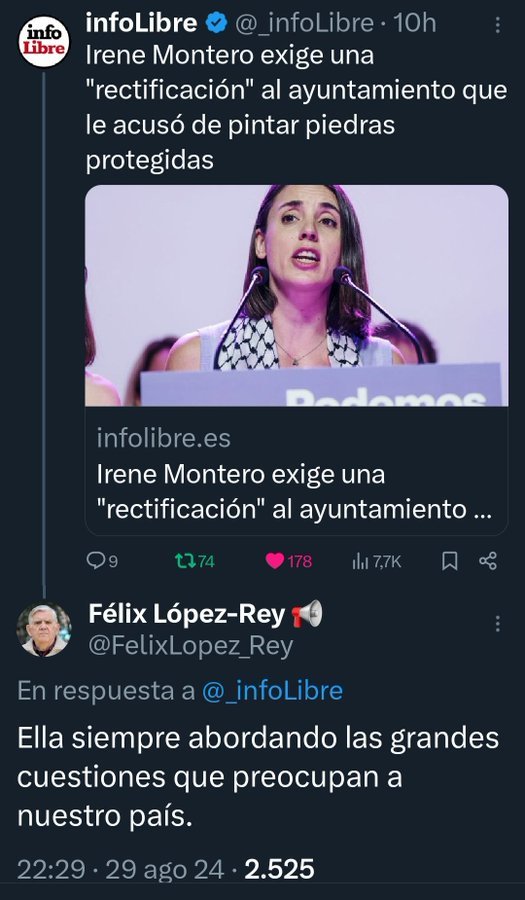 Lo decimos desde hace mucho y es cada vez más evidente. La campaña de acoso contra Irene Montero ha sido aplaudida, fomentada y participada por gentuza como este señor infame, y muchas más personas de ese partido de derechas que es Más Florentino
