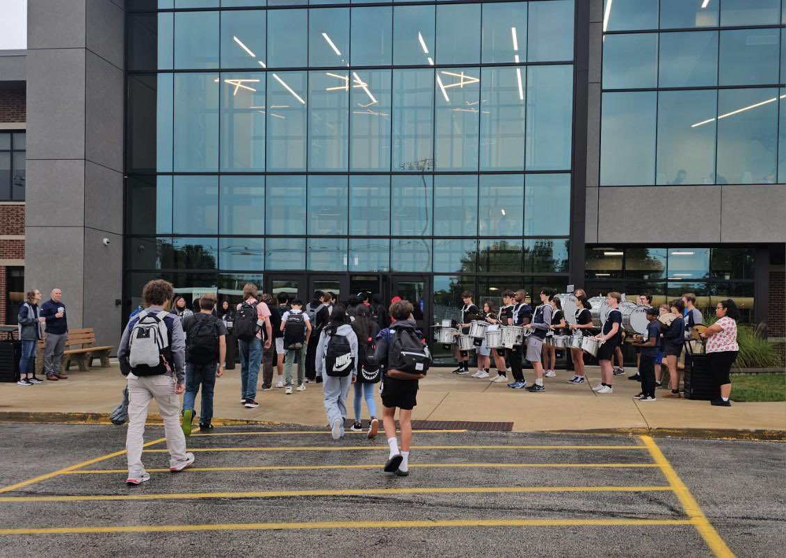 WeGoActivities's tweet image. Getting Friday started with the WeGo Band drum line welcoming students. Looking forward to seeing all of our students in the @WeGoPepClub Squad tonight decked out in beach gear! 🏖️ ☀️ 😎 🚾 🏈 🎉 💯 #WeAreWeGo