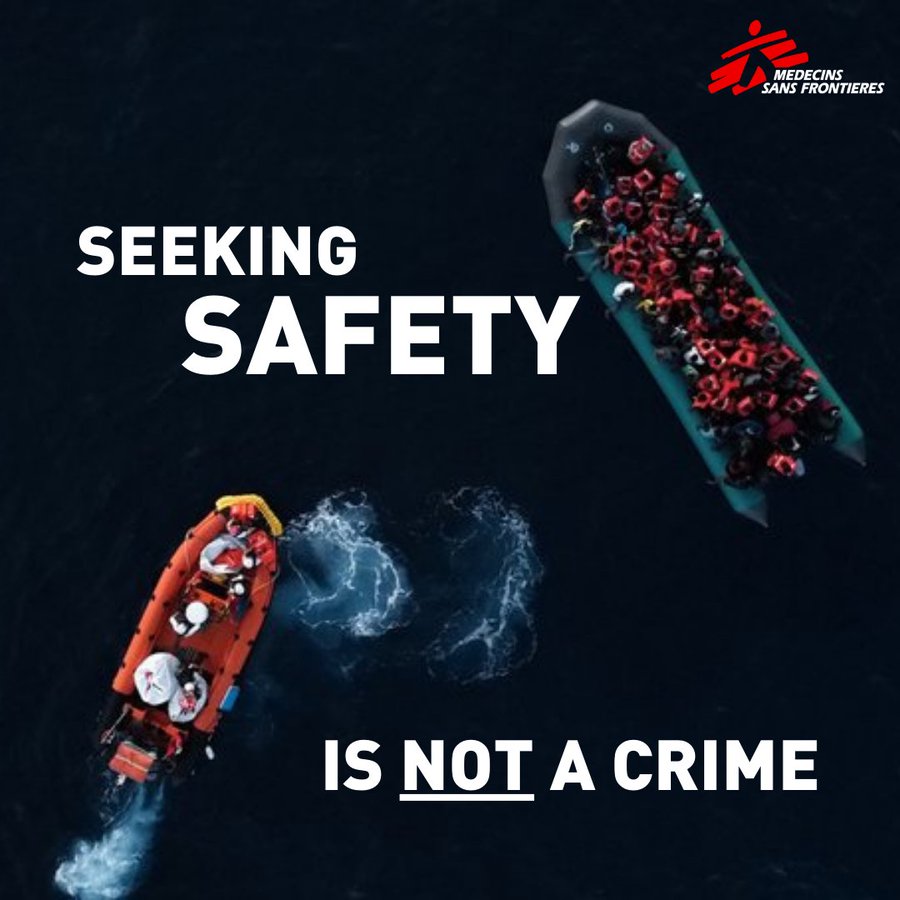 MSF's tweet image. Saving lives is not a crime.