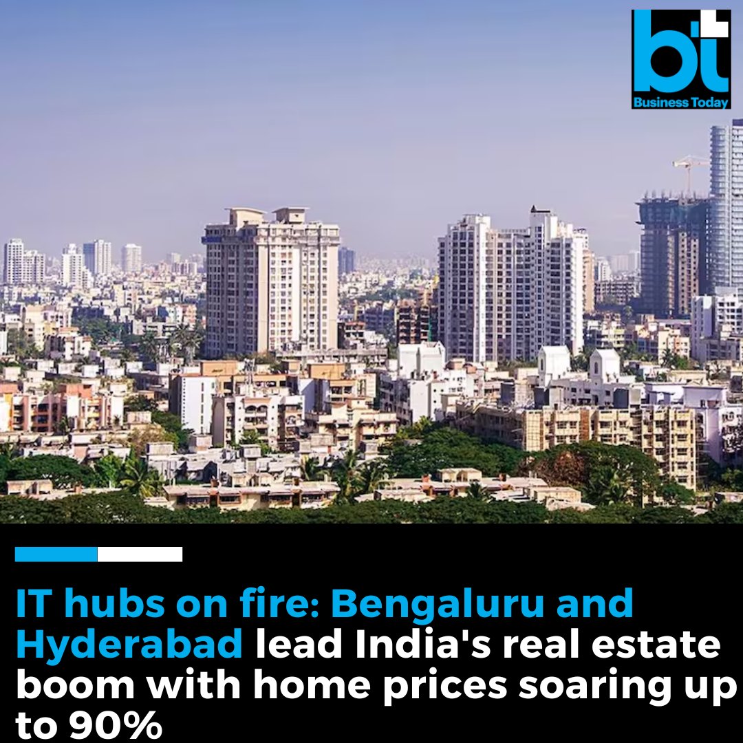 business_today's tweet image. #Corporate | Home prices have been on the rise for quite some time, but the country’s two major information #technologyhubs are now experiencing an #unprecedentedsurge.

➡️ Real estate markets in #Bengaluru and #Hyderabad—both located in the #southernpeninsula—are booming. The…