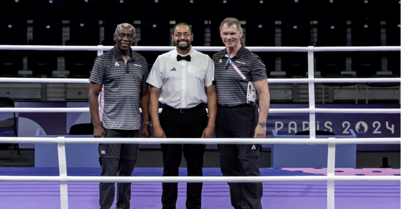 England_Boxing's tweet photo. Three is a magic number 🤩English Officials take the world stage at the Paris 2024 Games! 

Michael Norford, Lee Innes MBE and Ray Morley MBE played crucial roles during the multi-sport event and talk us through how much it meant 🥹

#Paris2024 | #Olympics