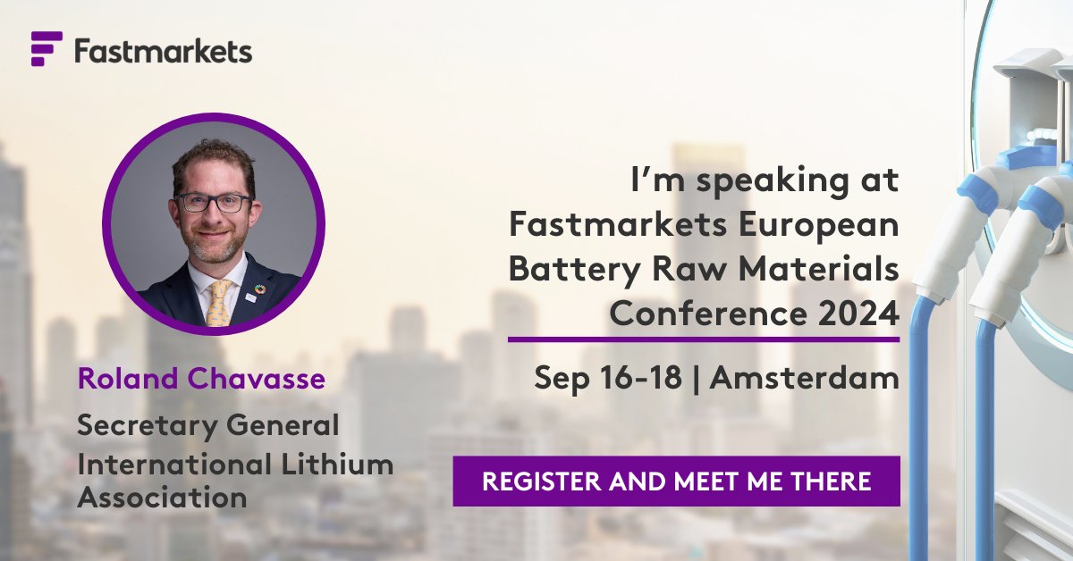 Join Roland Chavasse, Secretary General at the Fastmarkets European  Battery Raw Material Conference in Amsterdam 16-18 September  2024.  Roland will be speaking on the 17th about how looking at your  carbon footprint is critical for any business in the industry.