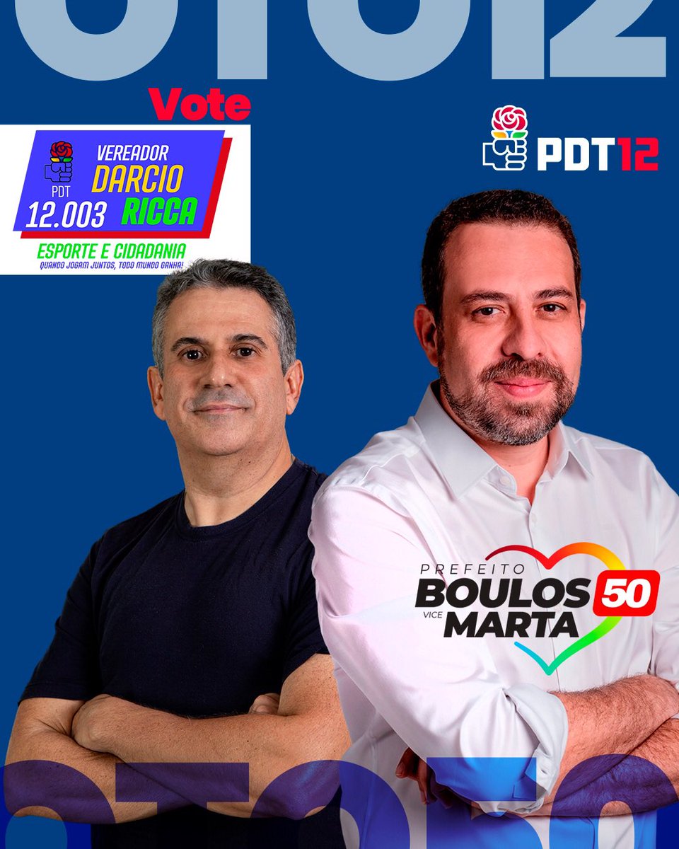 darcioricca's tweet photo. Darcio Ricca
do Esporte e Cidadania
cidade de São Paulo
12003
@pdtsaopaulo 
@antonionetopdt 
@GuilhermeBoulos 
@martasuplicy_ https://t.co/N6vDeoIdf4