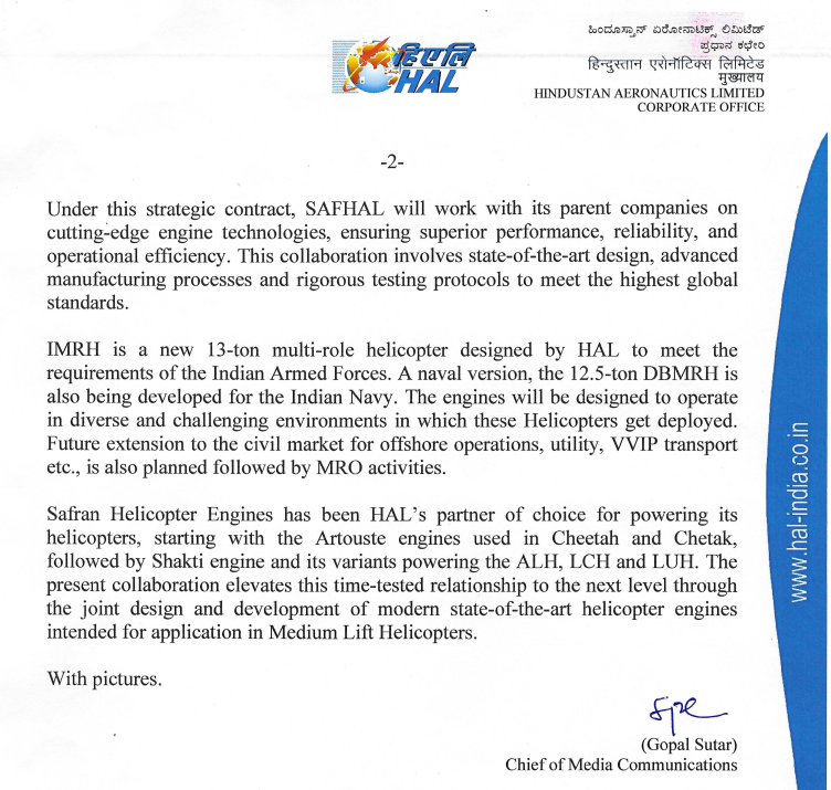 vluxeinvests's tweet photo. #HAL Partners with #SAFHAL to Develop 'Aravalli' Helicopter Engines for IMRH and DBMRH Platforms 🚁

🔹Hindustan Aeronautics Ltd and SAFHAL Helicopter Engines Pvt Ltd sign a contract to develop and produce 'Aravalli' engines for India’s IMRH and DBMRH helicopters.

🔹This collaboration marks a major step in India’s journey towards achieving technological self-reliance in aerospace and defense.

🔹The engines will power HAL’s new 13-ton IMRH for the Indian Armed Forces and the 12.5-ton DBMRH for the Indian Navy, with potential expansion into #civilian markets.

#HAL #SAFHAL #Aerospace #Defense #MakeInIndia #Helicopters #IMRH #DBMRH