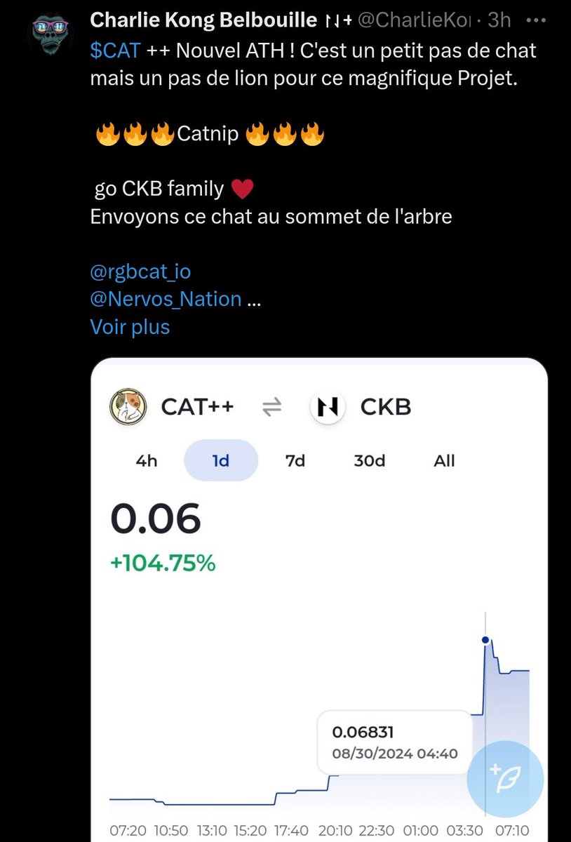 NervosNetworkFr's tweet photo. $Cat++ @rgbcat_io  sur https://t.co/beOoCjZy9b
Il lance la plateforme demain.
C'est une plateforme permettant la création de même sous le protocole RGB++.
CAD que ces Token peuvent voyager librement entre toutes les chaînes UTXO ( DOGE, BTC, LTC, ..)
@UTXOSwap https://t.co/wnjlc6I7Bs
