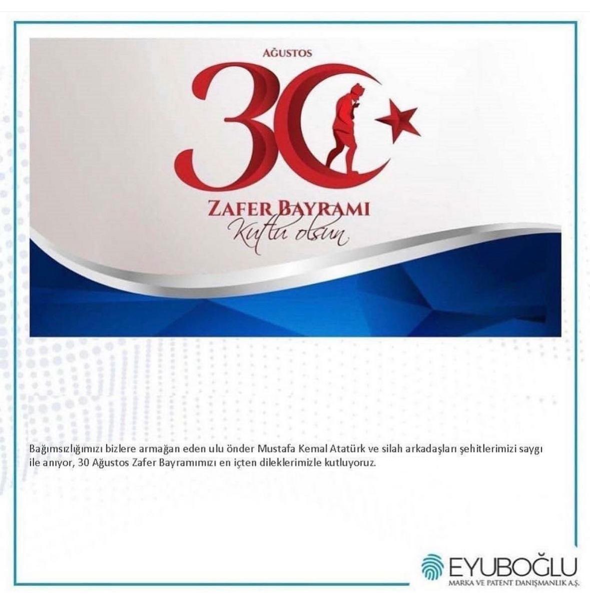 eyubogluas's tweet photo. Bağımsızlığımızı bizlere armağan eden ulu önder Mustafa Kemal Atatürk ve silah arkadaşları şehitlerimizi saygı ile anıyor, 30 Ağustos Zafer Bayramı’mızın 102. yılını en içten dileklerimizle kutluyoruz.

#zaferbayramı #30ağustos #atatürk #bağımsızlık https://t.co/OOaXQdw2Yg