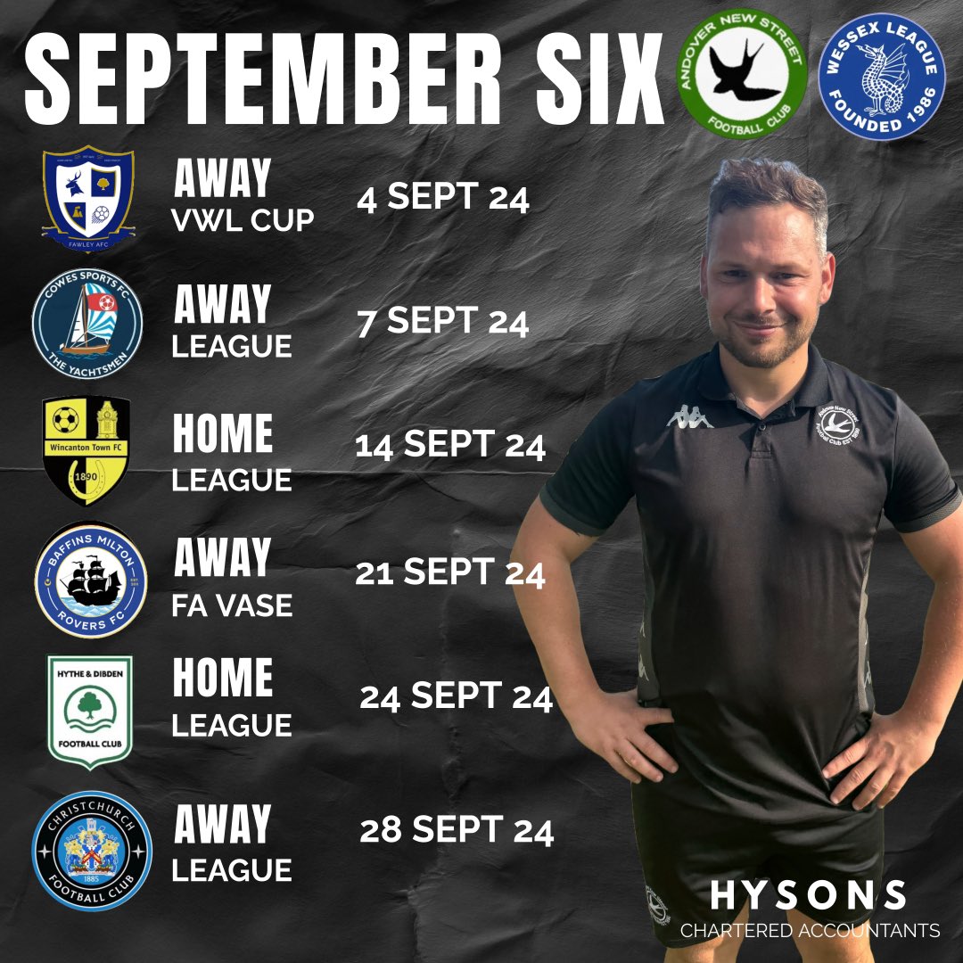 AndoverNSfc's tweet image. Our September Six ⚽️ 
@WessexLeague @thefavase 
It’s all about the football ⚽️ #upthestreet

@fawleyafc @CowesSportsFC @WincantontownFC @BMRFC @HytheDibdenFC @ChristchurchFC_ 
@jamiecoleman10 @jamie_dockree @GerwynGriffiths