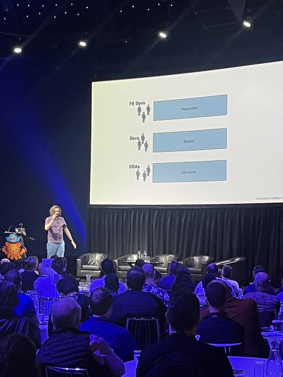mipsytipsy's tweet image. Oh damn, i really need to be finishing my slides but @samnewman is spitting FIRE on stage about organizations that silo engineers by specialty, treating them like fungible units, and oh shit nothing works anymore. @ShipItCon