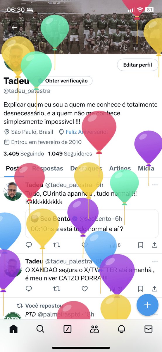 tadeu_palestra's tweet photo. AAAEEEEEEEEEEE , DEU TEMPO , kkkkkkkkkkkkkkkkkkkkk !!! #parabenspramim kkk https://t.co/9Jia3AlS66